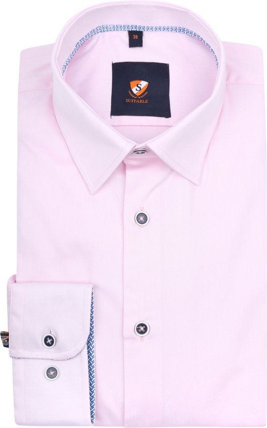 Suitable - Overhemd 261-3 Roze - Heren - Maat 40 - Slim-fit