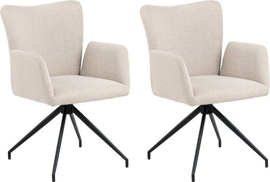 Barstoel Comfort Draaibaar - Boucle Zandkleur - 2 Stuks