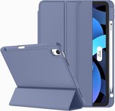Mobiq Etui folio flexible iPad Air 2020 - Etui iPad Air 10,9 pouces - TriFolio - Siliconen - Smartcover - Bookcase - Apple Pencil Case - Zwart | Violet