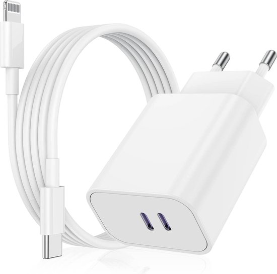Power secteur iPhone 35W + câble chargeur Lightning pour Apple - 2 mètres -  avec 2... | bol.