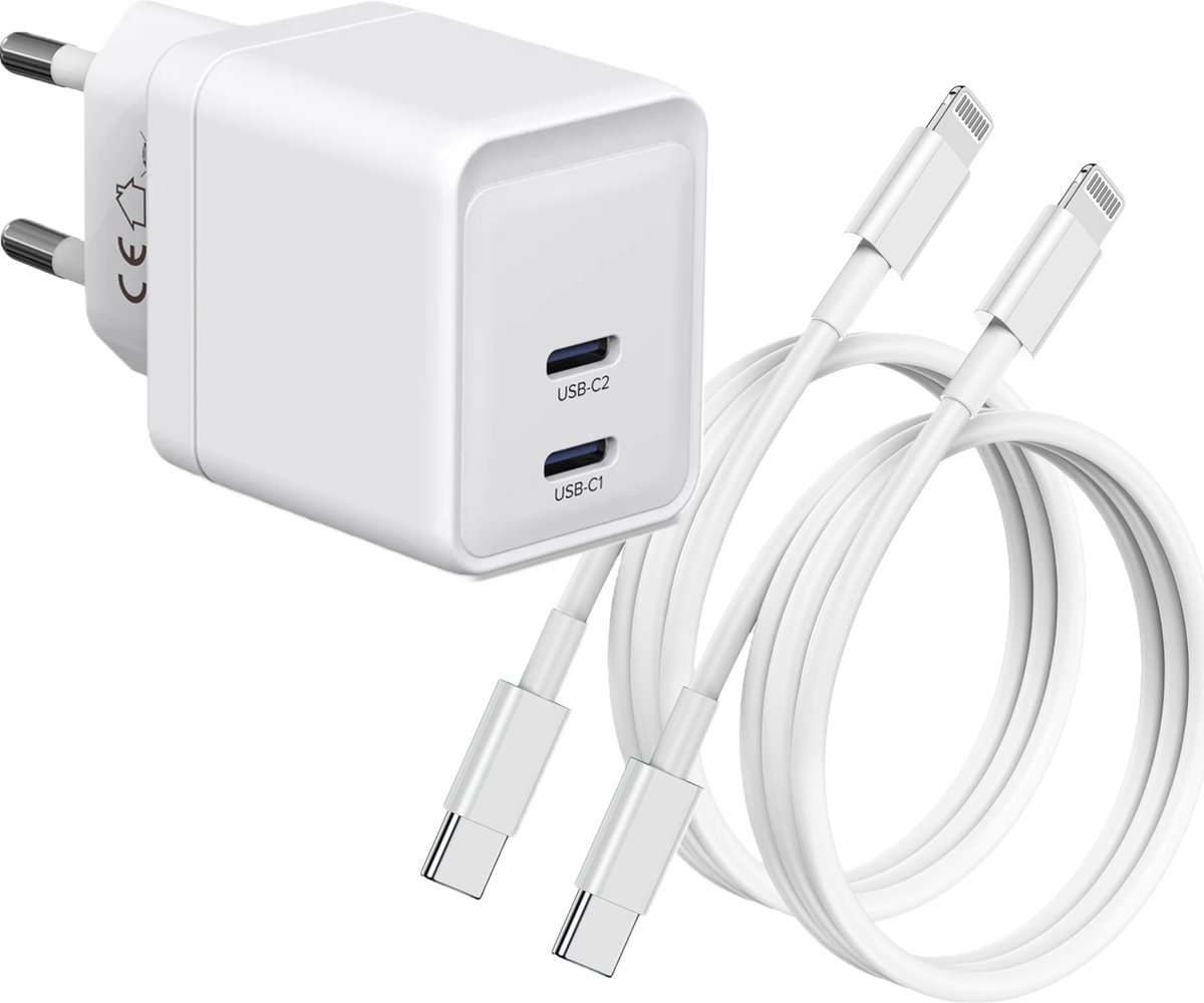 Pour les appareils d’Apple : adaptateur de chargeur mural rapide USB-C de  18 W + câble USB-C à Lightning de 1 m pour iPhone 12/11/Pro/Max, iPad Air