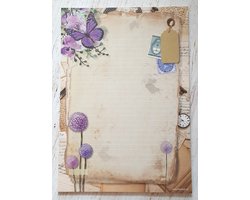 Briefpapier 24 vellen A4 formaat - Purple Flowers - Meer Leuks - Postpapier