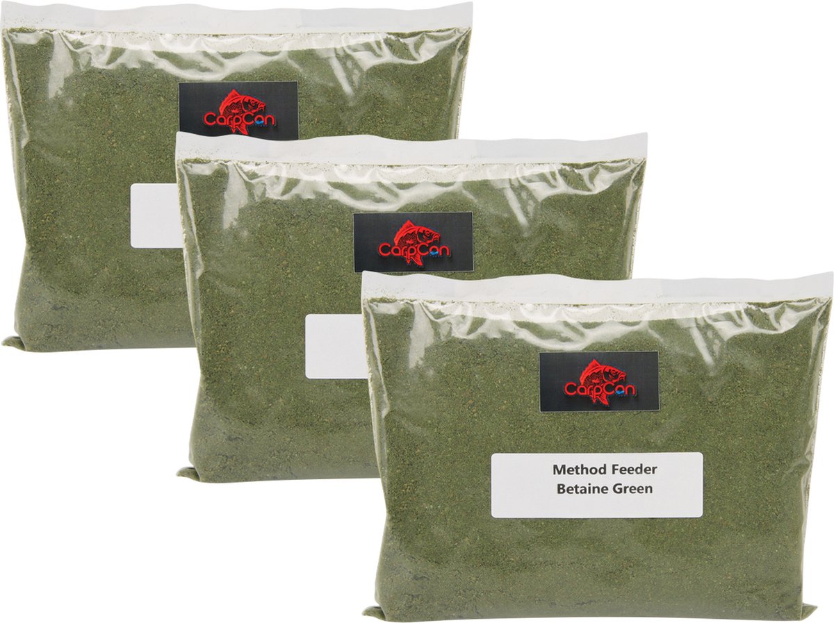 3x 1kg Method 'Betaïne Green' - Method Feeder Grondvoer - 3kg - Karper/Witvis lokvoer - Feeder Vissen - Aas - Method voer