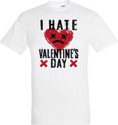 T-shirt I Hate Valentines Day | valentijn cadeautje voor hem haar | valentijn | valentijnsdag cadeau | Wit | maat XS