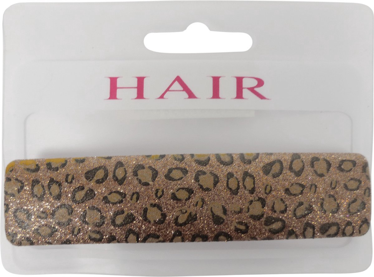 Le Sjalerie Dames Haarspeld Speld Goud Bruin / Zwart patentspeld panter print - Haarspelden -