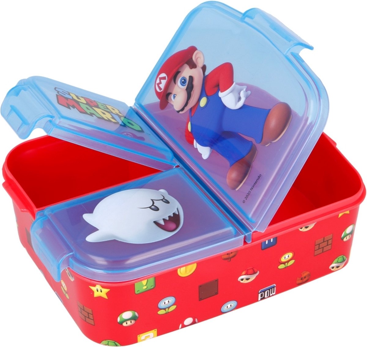 Super Mario Broodtrommel 3 vakjes - Officieel gelicentieerd - 18x13 cm - Brooddoos - Lunchbox