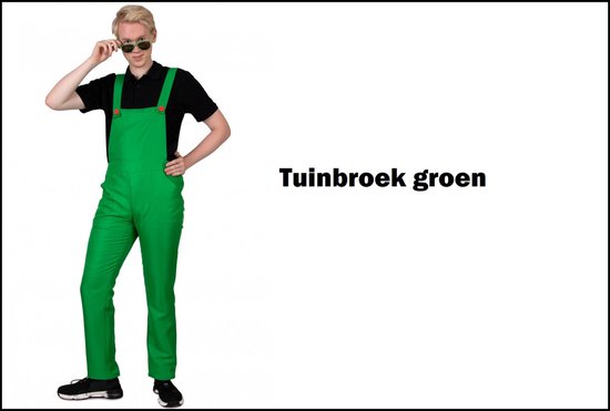 Tuinbroek verstelbaar groen mt.XL/XXL - Carnaval thema feest optocht fun loodgieter