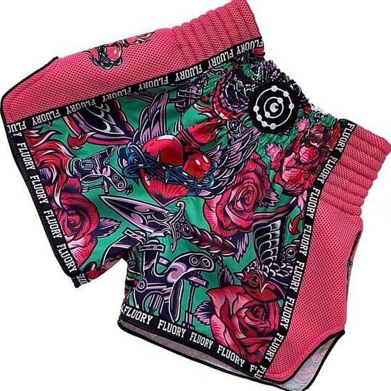 Fluory Muay Thai Kickboxing Shorts Rose Vert taille S