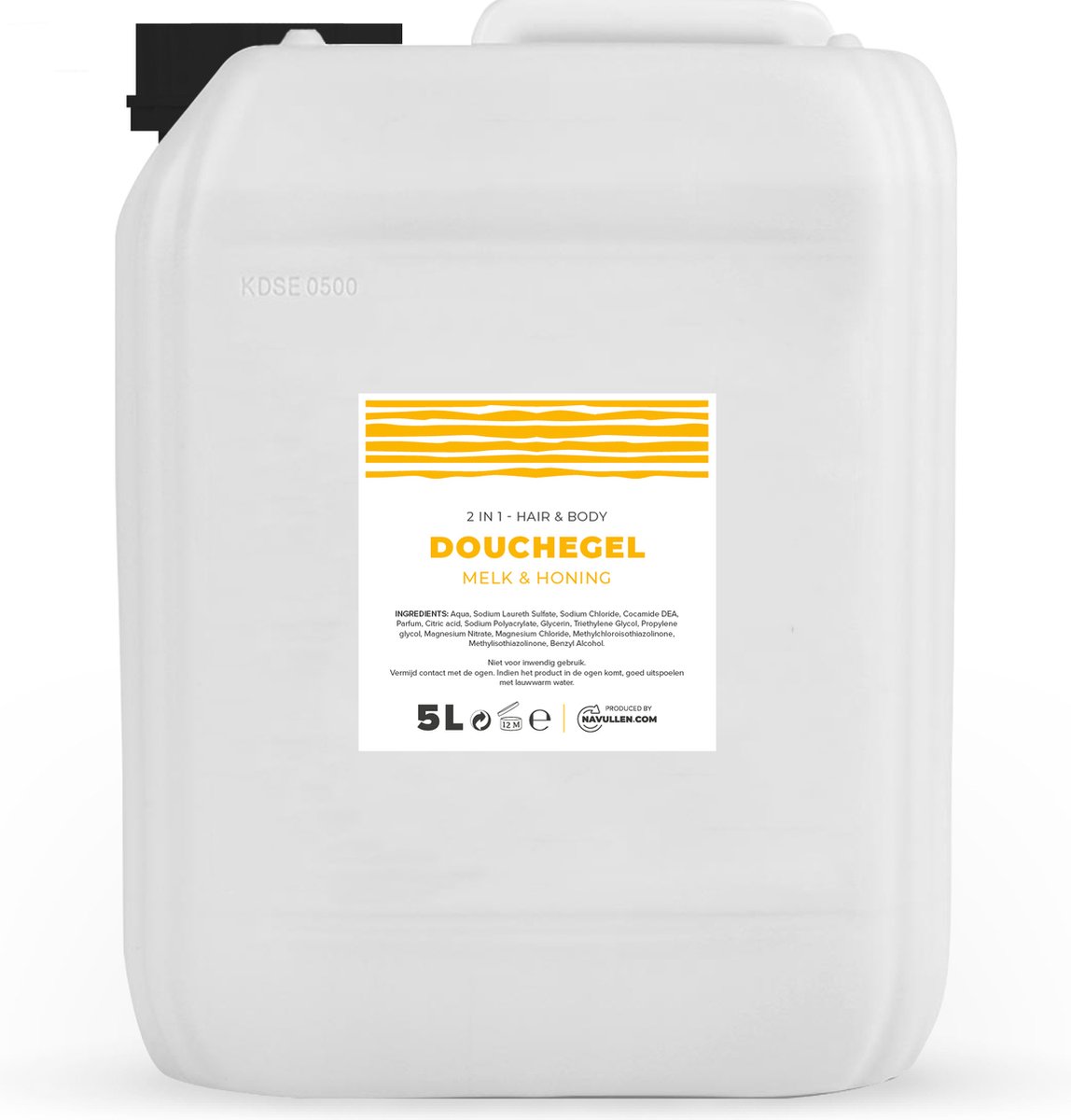 Douchegel - Melk & Honing - 5 Liter - Jerrycan - Hair & Body - Navulling – Navullen