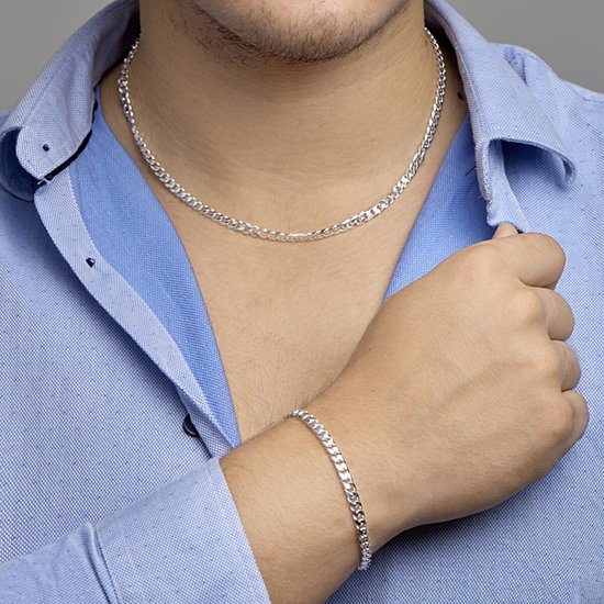 Jasseron ketting zilver 7 mm 45 cm karabijnslot gerhodineerd | Mostert