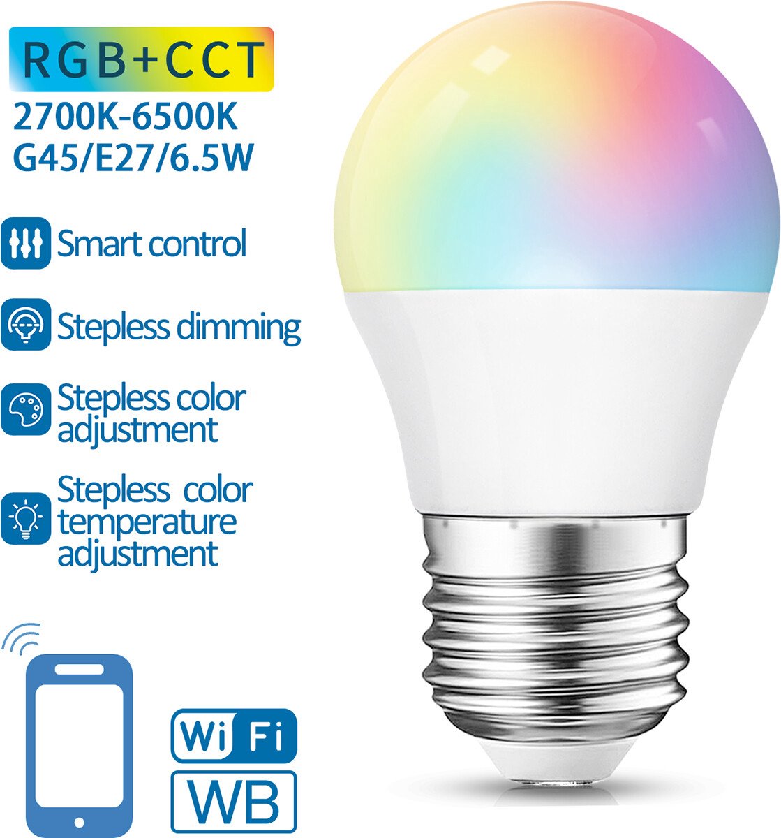 Aigostar - Ampoules LED G45 de 7W, Culot E14, Lumière Blanche