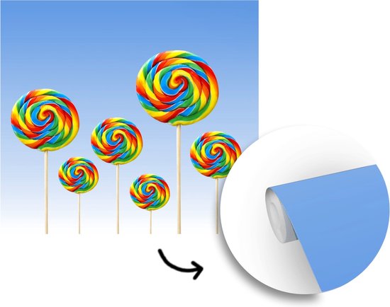 Behang - Fotobehang Groep gekleurde lollies - Breedte 350 cm x hoogte 350 cm