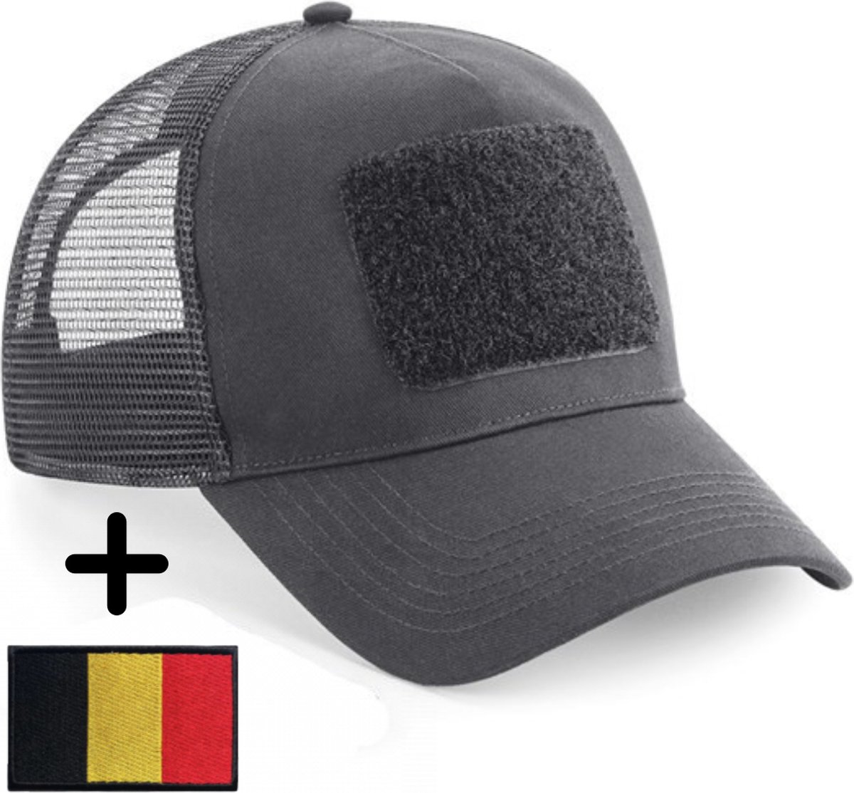 Always Prepared - Unisex Petten Trucker Cap – Grijs – Belgische Vlag