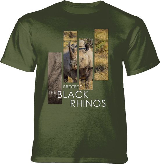 T-shirt Protect Black Rhino Split Portrait Green 3XL