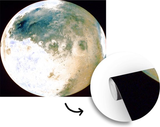 Behang - Fotobehang Geelgekleurde planeet Mars - Breedte 240 cm x hoogte 240 cm