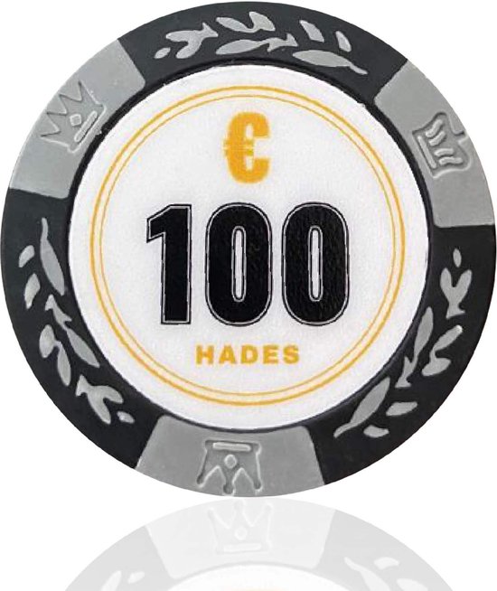 Hades Cashgame Classic Poker Chips €100, grijs (25 stuks) pokerchips
