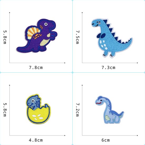 LARENNT Dino Set van 9 opstrijkpatches - DIY patches om op te strijken voor kinderen, dinosaurus, strijkpatches voor kinderen, voor kleding, jassen, t-shirts, jeans, hoeden en rugzakken (verschillende