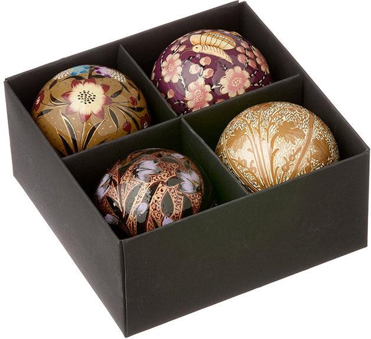 Bungalow - Kerstballenset papier Sitapur Fig (set van 4) - Kerstballen