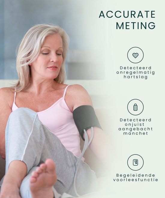 Bintoi BX400 - Bloeddrukmeter Bovenarm - Bloeddrukmeters - Hartslagmeter - Manchet 22tot40cm - Opbergtas, Batterijen en Voorleesfunctie - 2Gebruikers