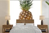 Behang - Fotobehang Ananas - Fruit - Wit - Breedte 260 cm x hoogte 260 cm