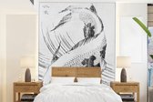 Behang - Fotobehang Japanse illustratie koi van Katsushika Hokusai - Breedte 205 cm x hoogte 280 cm