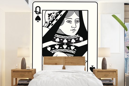 Papier peint photo peint Cartes à jouer - Illustration de la Dame de pique carte à jouer largeur 190 cm x hauteur 260 cm - Tirage photo sur papier peint vinyl (disponible en 7 formats) - chambre/séjour/bureau