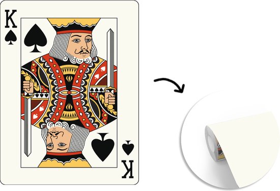 Papier peint Papier peint photo Cartes à jouer - Illustration du roi de pique carte à jouer largeur 190 cm x hauteur 260 cm - Tirage photo sur papier peint vinyl (disponible en 7 formats) - chambre/séjour/bureau