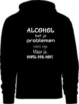 Grappige hoodie - trui met capuchon - Alcohol lost je problemen niet op, maar melk ook niet - carnaval - kermis - feestje - maat L
