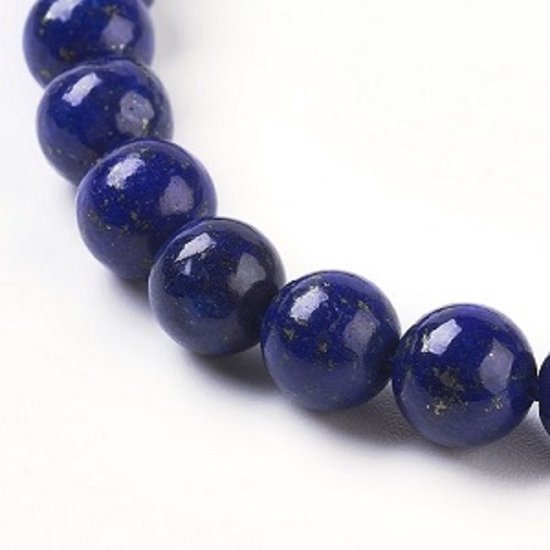Collier Femme En Lapis-lazuli Naturel - Perles Rondes, Argenté, Longueur 18 Pouces