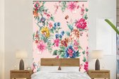 Behang - Fotobehang Bloemen - Pastel - Vintage - Breedte 225 cm x hoogte 350 cm