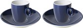Maastricht Porselein Espressokop en schotel Bart Colour Cafe 6.5 cl - 11 cm Blauw Porselein 2 stuk(s)