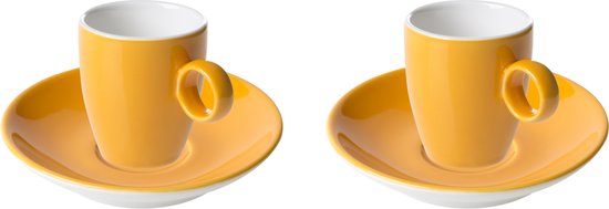 Maastricht Porselein Espressokop en schotel Bart Colour Cafe 6.5 cl - 11 cm Oranje Porselein 2 stuk(s)