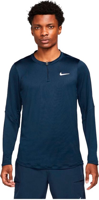 Nike Court Dri Fit Advantage Lange Mouwenshirt Mannen Blauw - Maat M