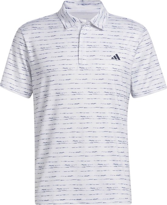Heren Golfpolo Adidas Stripe Zip Wit Navy Maat S
