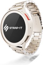 Strap-it Stalen schakel smartwatch bandje - geschikt voor Samsung Galaxy Watch Active / Active2 40 & 44mm / Galaxy Watch 3 41mm / Galaxy Watch 1 42mm / Gear Sport - sterrenlicht