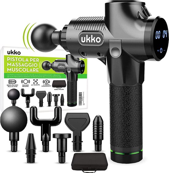 Ukko Muscle Massage Gun, 30 Speed Handheld Electric Massager met 6