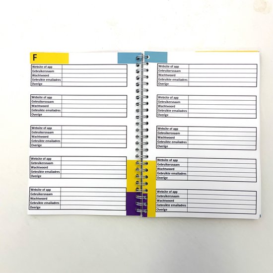 Fotofabriek - Wachtwoordenboekje - Wachtwoordenboekje met alfabet - Password Organizer - Wachtwoorden Notitieboek - A5 - Merkloos
