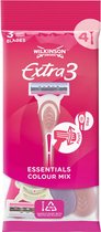 Wilkinson Extra 3 Essentials Colour Mix scheermes, pak van 4 stuks