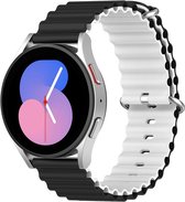 By Qubix Ocean Style bandje 20mm - Zwart - wit - Geschikt voor Samsung Galaxy Watch 6 - Galaxy Watch 6 Pro - Galaxy Watch 5 - Galaxy Watch 5 Pro - Galaxy Watch 4 - Galaxy Watch 4 Classic - Active 2 - Watch 3 (41mm)