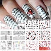 Nagelstickers | Nail art stickers | Valentijn | Zomer | Vakantie | Nagels | Nagelstickers Valentijn | Decoratie | 1 groot vel