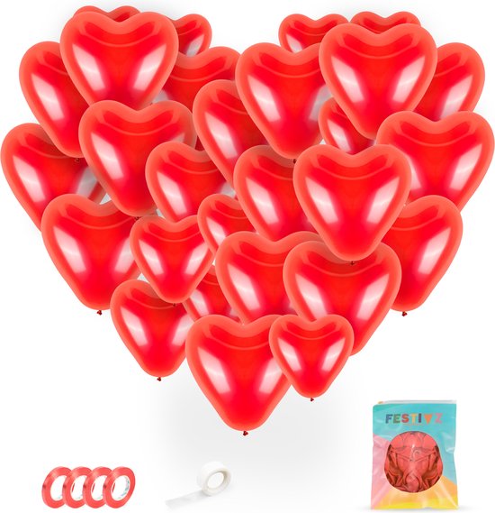 Festivz Hartjes Ballonnen 40 stuks - Liefde - Hartjes Ballonnen - Love - Feestversiering – Rood - Cadeau - Feest - Man & Vrouw - Hem & Haar - Anniversary - Valentijn - Moederdag
