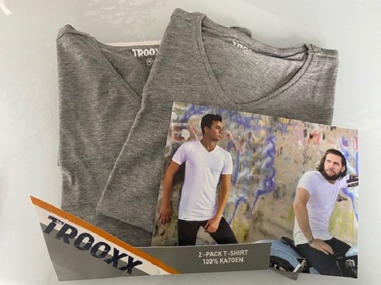 Trooxx T-shirt 6-Pack - V- Neck - Grey -M