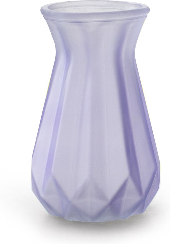 Vase à fleurs Jodeco - Modèle élégant - violet lilas / verre transparent - H15 x D10 cm