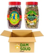 Damsouq® Paquet de mélange de feuilles de thé en vrac Blue Mill Hibiscus et Thee aux herbes (2x 100 grammes)