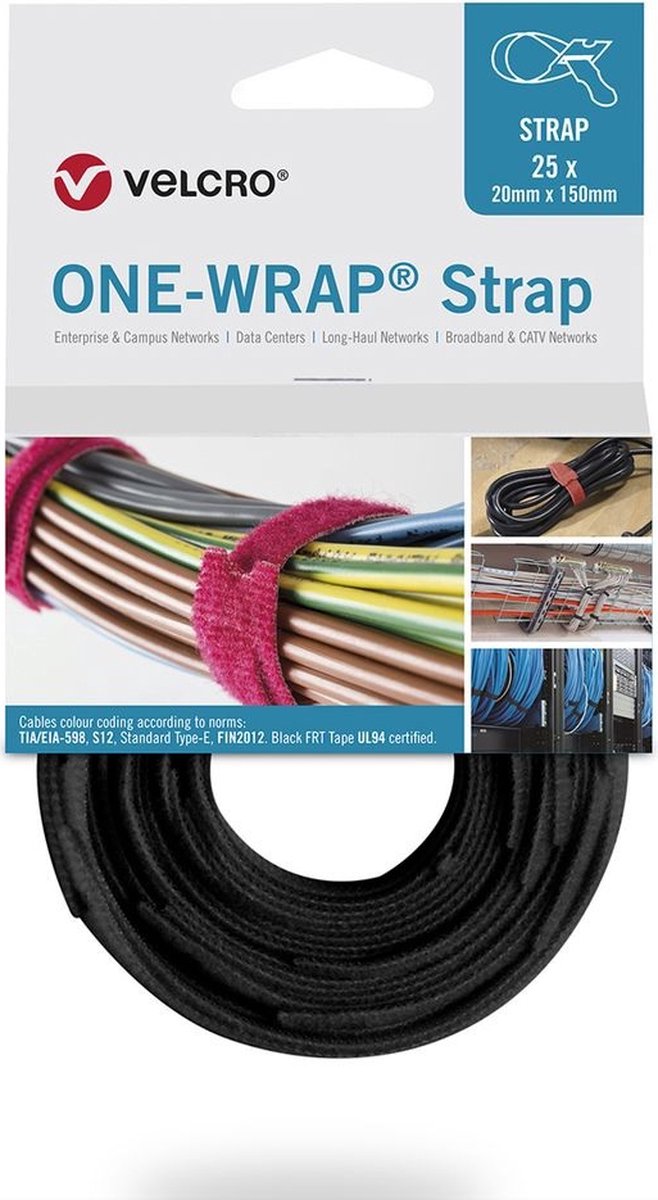 magnifiek Durven Uitbarsten Velcro ONE-WRAP kabelbinder Losmaakbare kabelbinder Polypropyleen (PP),  Klittenband... | bol.com
