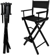Make-Up Stoel - Visagie Kruk - Wooden Makeup Chair Zwart - Directie Klapstoel - Regisseursstoel