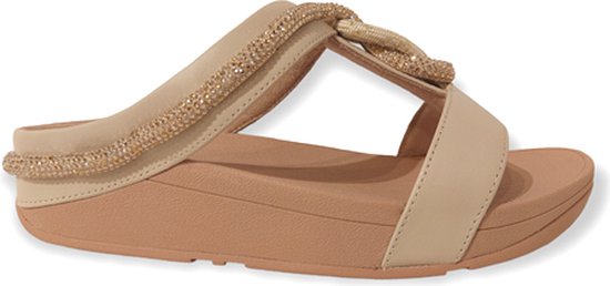 Fitflop Slipper Fino Crystal Cord Stone Cuir Beige