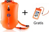 Zwemboei met drybag en Gratis waterdicht telefoonhoesje-Save swimmer- boei voor triatlon - veiligheid op het water- zichtbaar op het water- zwemvest- drybag - save swimmer incl drybag - bl