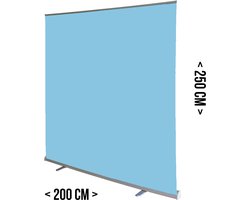 Roll-up achtergrondscherm XXL Baby blue | 200 x 250 cm | Studio wall | Turquoise | Mobiele fotostudio | Fotoshoot | Background | Pop-up video wall