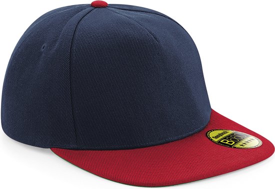 Beechfield Original Flat Peak Snapback French Navy/Classic Red - Petje - Cap - Caps Mannen - Streetwear - Petje af voor deze coole caps